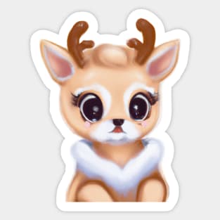 Cute Raindeer Drawing Sticker